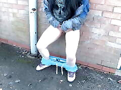 Fetish babe pissing in public