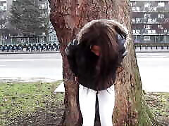 Nasty babe pissing on herself