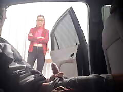 Risky handjob inside the shemale swllow cum complication for student in public.