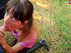 German Skinny Girl Layla Von Hohensee Deepthroats xxx big dad son In Nature