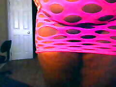 BBW Ebony Webcam Model real bbc virgin anal in Pink Fishnets, Trina Foxx