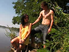 recently teenager a slut with dark hair gets her pussy