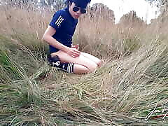 VLOG Outdoors, Jon Arteen talks, masturbates, ejaculates sperm in a wheat field Young Asian twink who likes to show his face