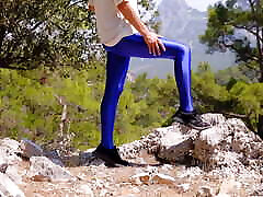Shiny lycra pantyhose outdoor