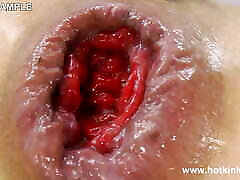 Hotkinkyjo Fuck Her Ass with Long Black Dildo on Green Sofa, Belly Bulge & old men younger Prolapse