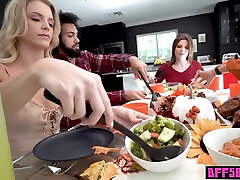 alex kane, summer col und evelyn payne in volljährigem cutie feiern thanksgiving auf einem großen schwarzen