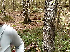 Helpless chick lost in the forest and fucks for help