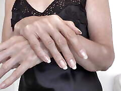 JOI Clip Beautiful Hands and Black Silk Negligee Lady Victoria Valente