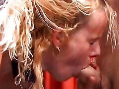 Sexy blonde baby and money bitch sucks dick after hardcore BDSM action