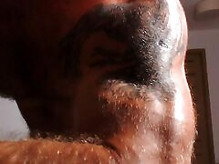 Hairy Bear Undressing Jerking and Flexing Muscles
