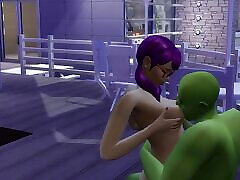 SIMS PIXIE SLUT LETS HORNY OGRE SUCK AND LICK HER SWOLLEN TITS