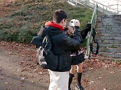 VIP4K. Kawaii tourist Sakura sucks stranger&039;s cock in front of her BF in public