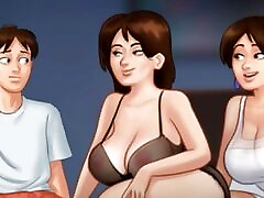 Hot Boy Fuck 2 Milf on there bed Hot Big Boobs And Wet Pussy fucking Milf Summertime Saga