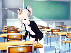 Blonde-haired Girl setpmom and son japan Grinding the Table, Gets Disciplined by a Man - Koikatsu