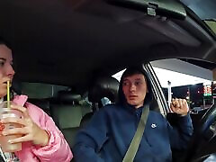 Girl Sucking Dick Stranger in Car Sucked All the Cum