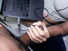My remote working stepsister ends up with her ass covered in cum