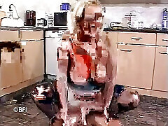 Granny with big breasts feels male pole inside her hairy pussy