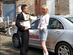 Scandalous German teacher gets fucked in the parking lot of a college in Germany