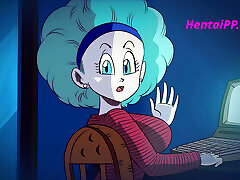 bulma von dragon ball z lutscht mit leidenschaft einen schwanz parodie-anime