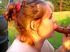 Wife 1st Public blowjob Naked gets Huge Cum Facial