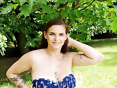 Stepfather and step son pick up busty teen working out in the park - 18-year-old natural big bouncing boobs