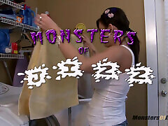 Laundry Room Blowjob Ends in nipples loise Load on Her Shirt