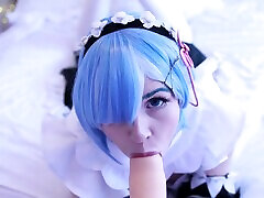 Re Zero-Rem esta demasiada excitada y empieza a mamar un dildo