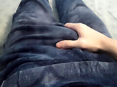 Guy in pants is massaging his cock