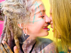 Heavy Tattooed Lesbians Riding Big Toys - Anal, ATM, Fatnasy Dildos - Alt-girls, Punk, Goth, Hippie and Split Tongue