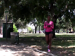 Ebony beauty fucked hard by a big white cock!