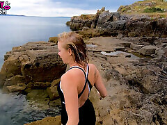 Erotic Underwater Swimsuit Strip: Tease to Nude in Sea