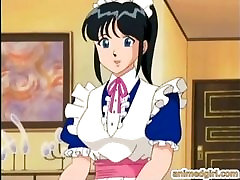 Chained hentai maid gets whipped in the dunge