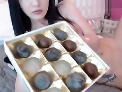 Naked brunette RussianXXtasy lying in front of webcam