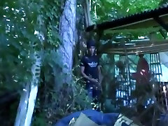 Forest threesome with mandingo big black cook fucking doll
