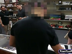 Cute girl fucked in the backroom to get her big silver chain