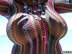 Heavy chested slut Aileen Ghettman teases outdoor