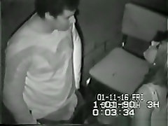 Security guy tapes a partyslut fucking a guy in an alley
