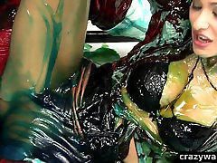 Wet and messy blue goo girls 2