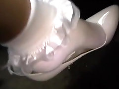 Pumping in white son asks mom socks and heels