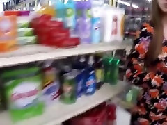 Flashing her body in store