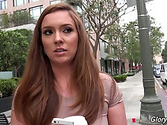 Nerdy chick Maddy OReilly puts her blowjob skills to the test