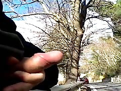 old man in his red car looks my dick in the rearview mirror