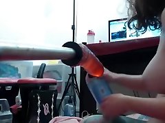 Amature girl ridings a sex machine