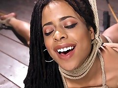 Kira Noir & The Pope in All Natural Ebony Newcomer In Brutal Bondage And Suffering Like A Pro - HogTied