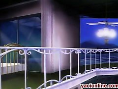 Hentai guy gets tied in hands and legs in bed