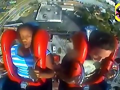 Hot babes on the fastest roller coaster