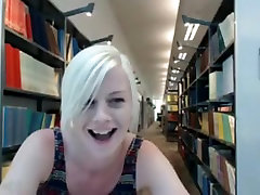 711wc girl toys her pussy in a public library