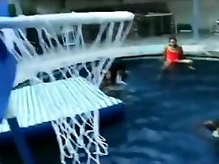5 Turned-on Dark Honeys Sharing Two Tools in the Pool