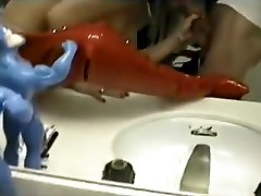 Hillary Daniels Strips Off Her Red denjres rreap Suit & Tastes Her Coochie Juice