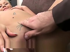 Blonde dance teacher takes big cock and jerks privately facial in Office
